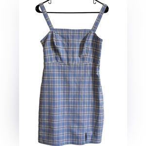 Hollister baby blue plaid retro mini dress